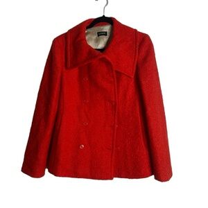 J crew orange red Lucile mohair wool double breast jacket size 8